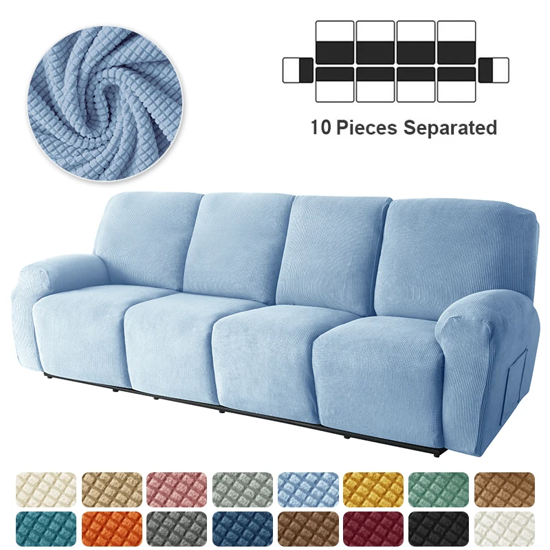 

4 Seater Recliner Sofa Cover Elastic Polar Fleece Lounger Armchair Cover Relax Sofa Slipcovers Spandex Lazy Boy Chair Covers