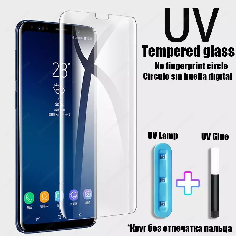 

UV Tempered Glass For Samsung Galaxy S8 S9 S10 S20 S21 Plus Ultra Screen Protector Note8 Note9 Note10 Note20 Note S 8 9 10 20 21