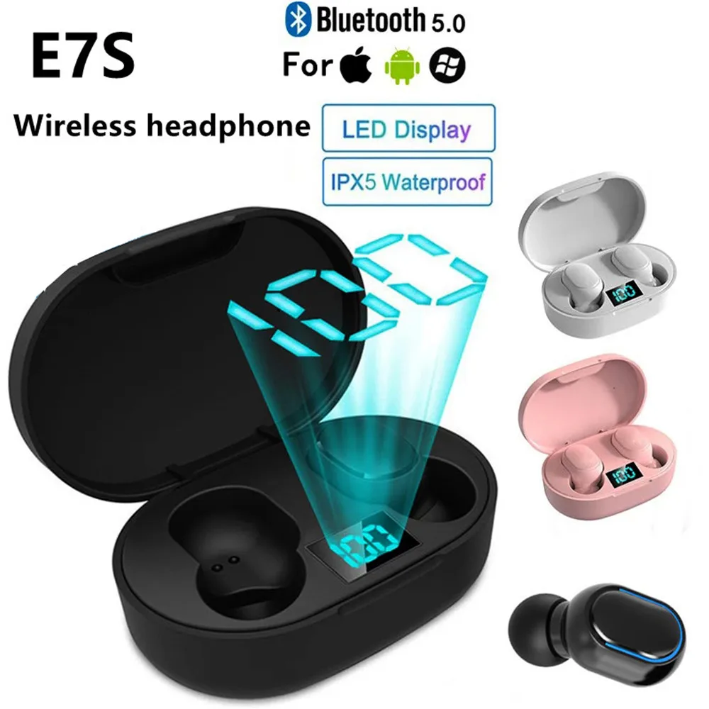 

E7S TWS Wireless Headphones 5.0 Bluetooth Earphones HIFI Lossless Sound Headsets Sport waterproof Earbuds For all Smartphones