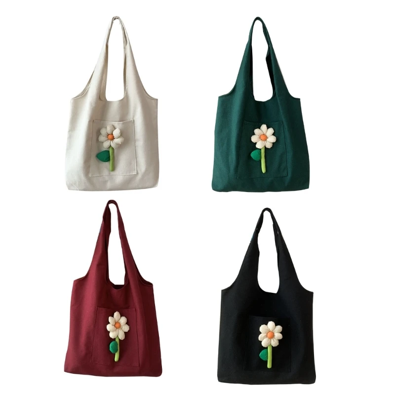

Girls Travel Tote Bag Large Capacity Handbag Women's Flower Canvas Shoulder Bags