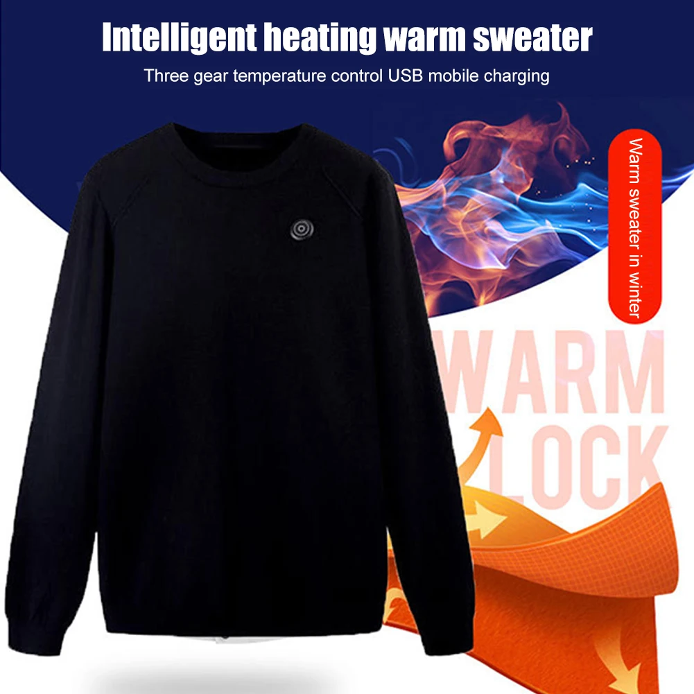 

Electric Heating Clothing Heated Ski Thermal Tops for Skiing Jogging 3-speed Temperature Control Long-sleeved Heating Bottoming