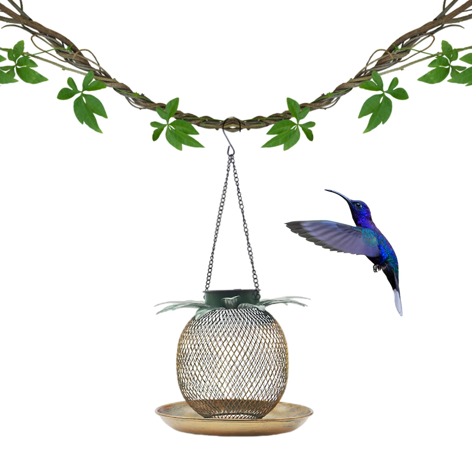 

Кормушка для птиц на солнечной батарее, металлическая сетчатая Кормушка Для ананасов, для открытого воздуха