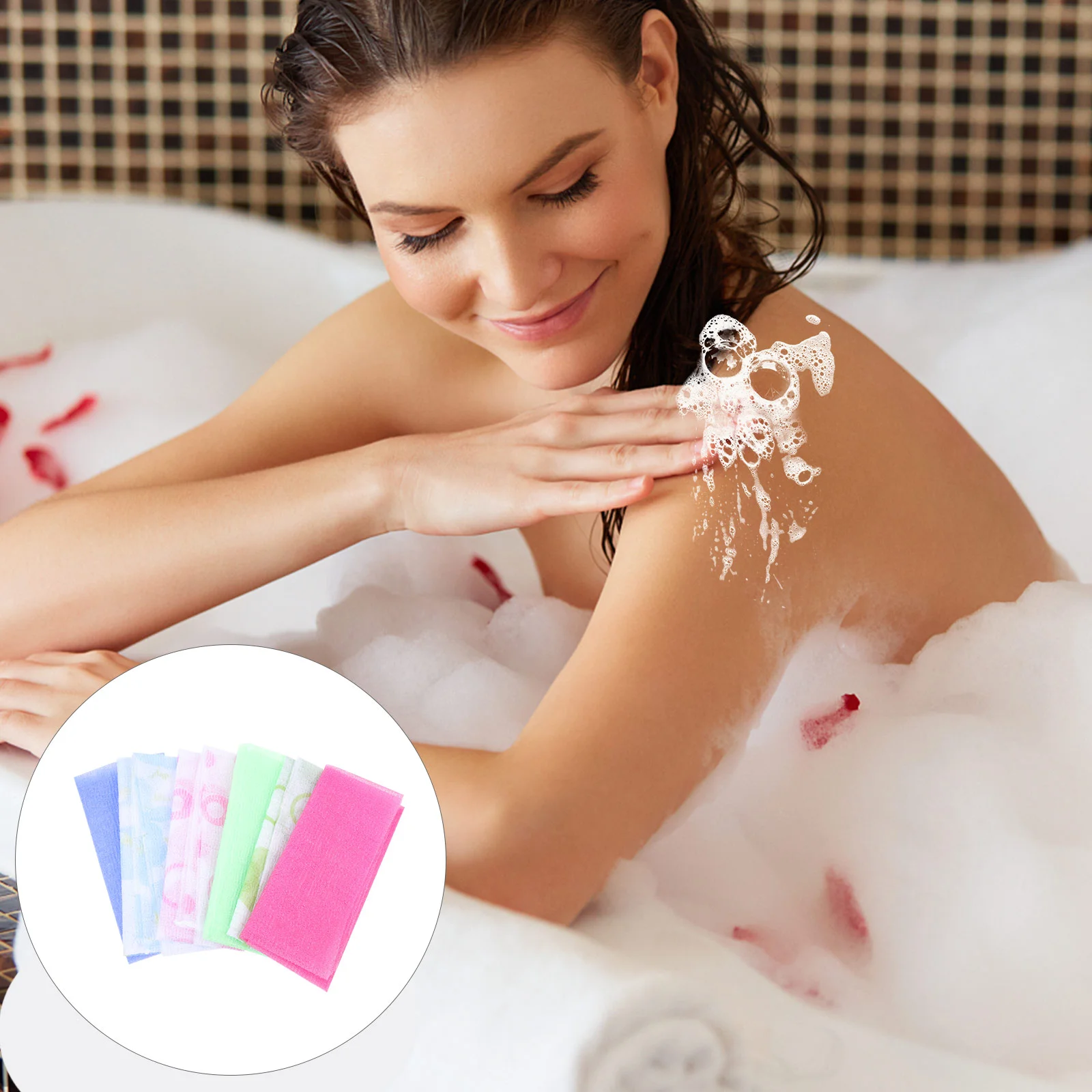 

6pcs Home Supple Foaming Bath Towels Long Strip Bath Towels Practical Bath Tool