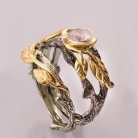 retro rings for women ancient gold color leaves finger ring women vintage indian jewelry branch vines stone rings jewelry gifts