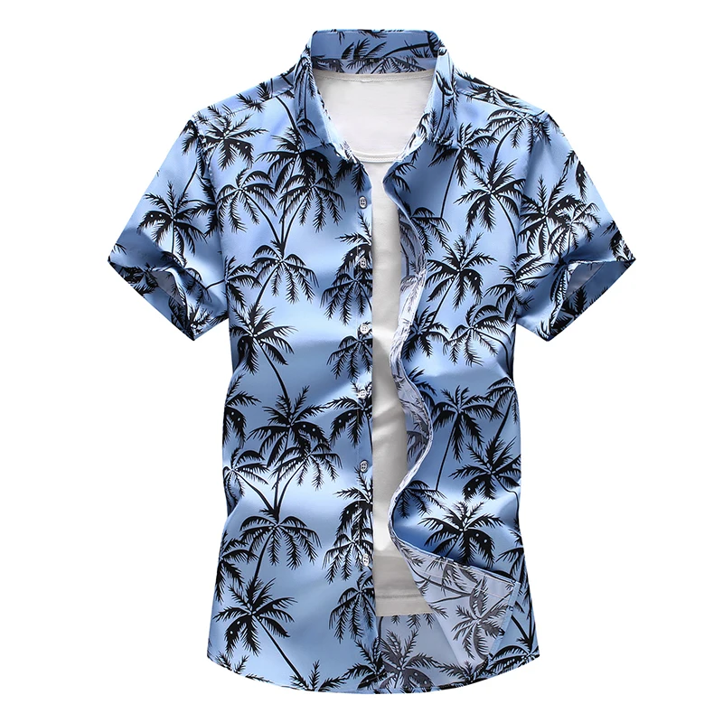 2022 Summer New Men's Hawaiian Shirt Fashion Casual Printing Short Sleeve Flower Shirt Male Brand Plus Size 5XL