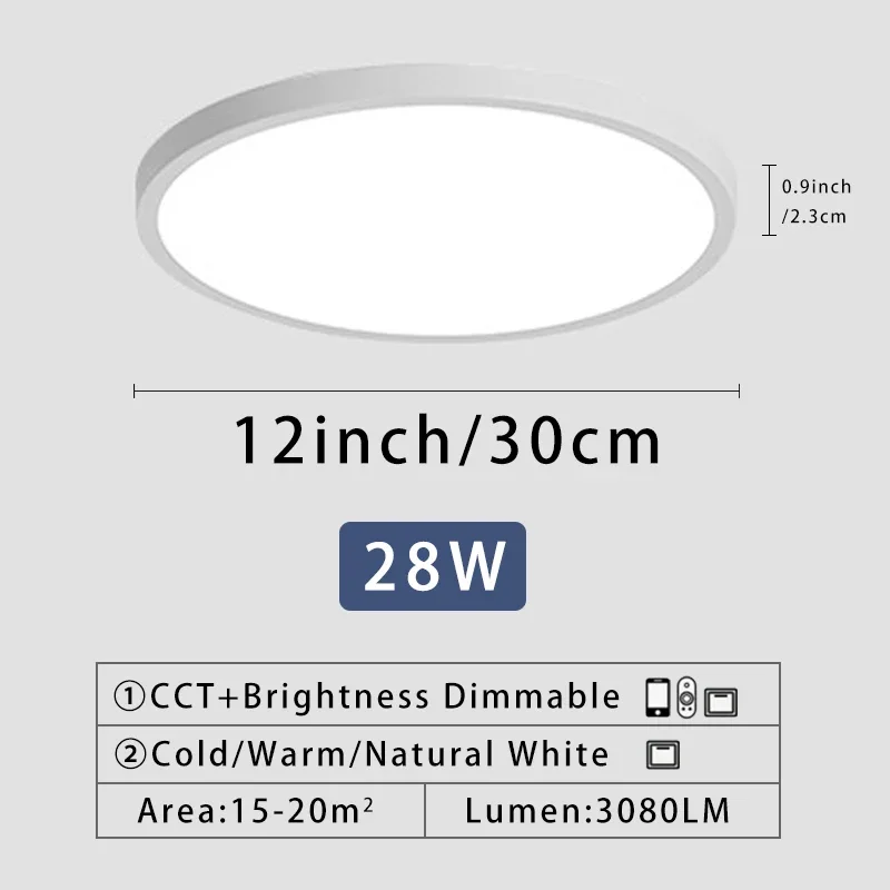

Светодиодный 20-дюймовый большой потолочный светильник с дистанционным управлением, интеллектуальный светильник для комнаты, спальни, гостиной, ультратонкий потолочный светильник