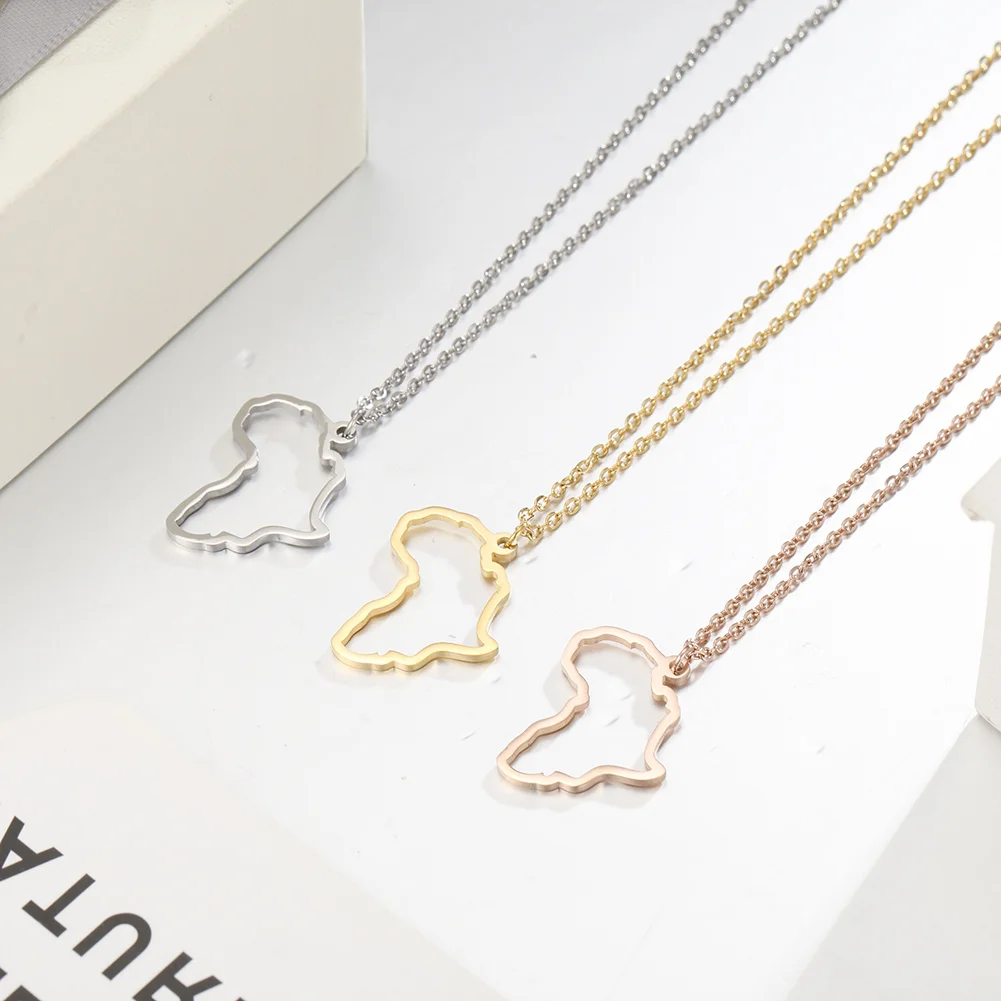 Skyrim полые африканские карты ожерелье из нержавеющей стали для женщин