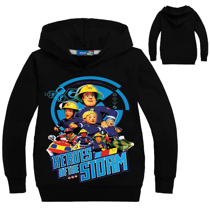 

2-16Years Autumn Fireman Sam Clothing Kids Hooded Coat Baby Boys Jumper Children Clothing Girls Cartoon Outwear casual outfits