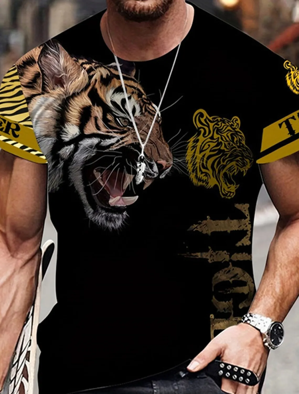 

Модная дизайнерская мужская футболка в стиле Харадзюку С 3D принтом тигра, летний винтажный топ с коротким рукавом, винтажная модель