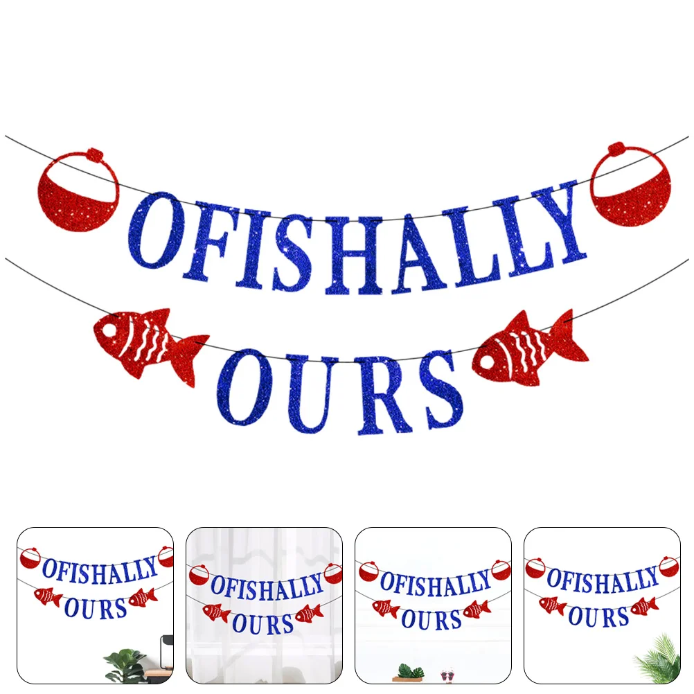

Banner Party Birthdayone Ofishally Happy Decor Fishermansupplies Hanging Glitter Blue Decorations String Big Sign Favor Bunting