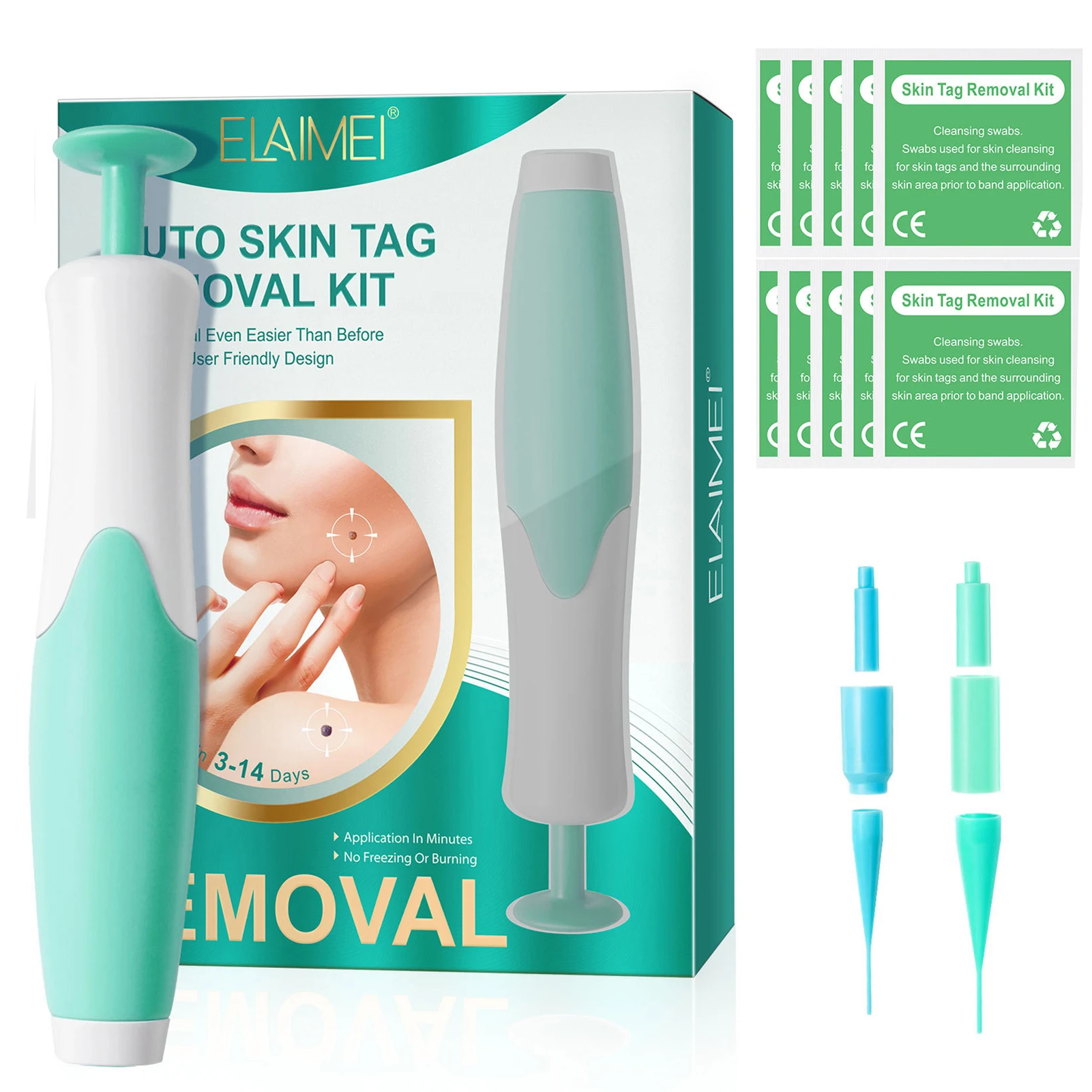 

Auto Skin Label Remover Painless Mole Wart Remover Skin Label Removal Kit Equipment With Cleansing Swabs Facial Beauty Tool