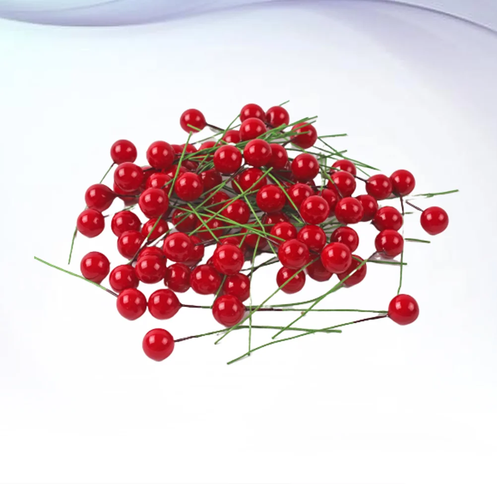 

100Pcs Christmas Red Berry Picks Artificial Red Berries Stems Red Berry Branches Ornaments for DIY Christmas Wreath Christmas