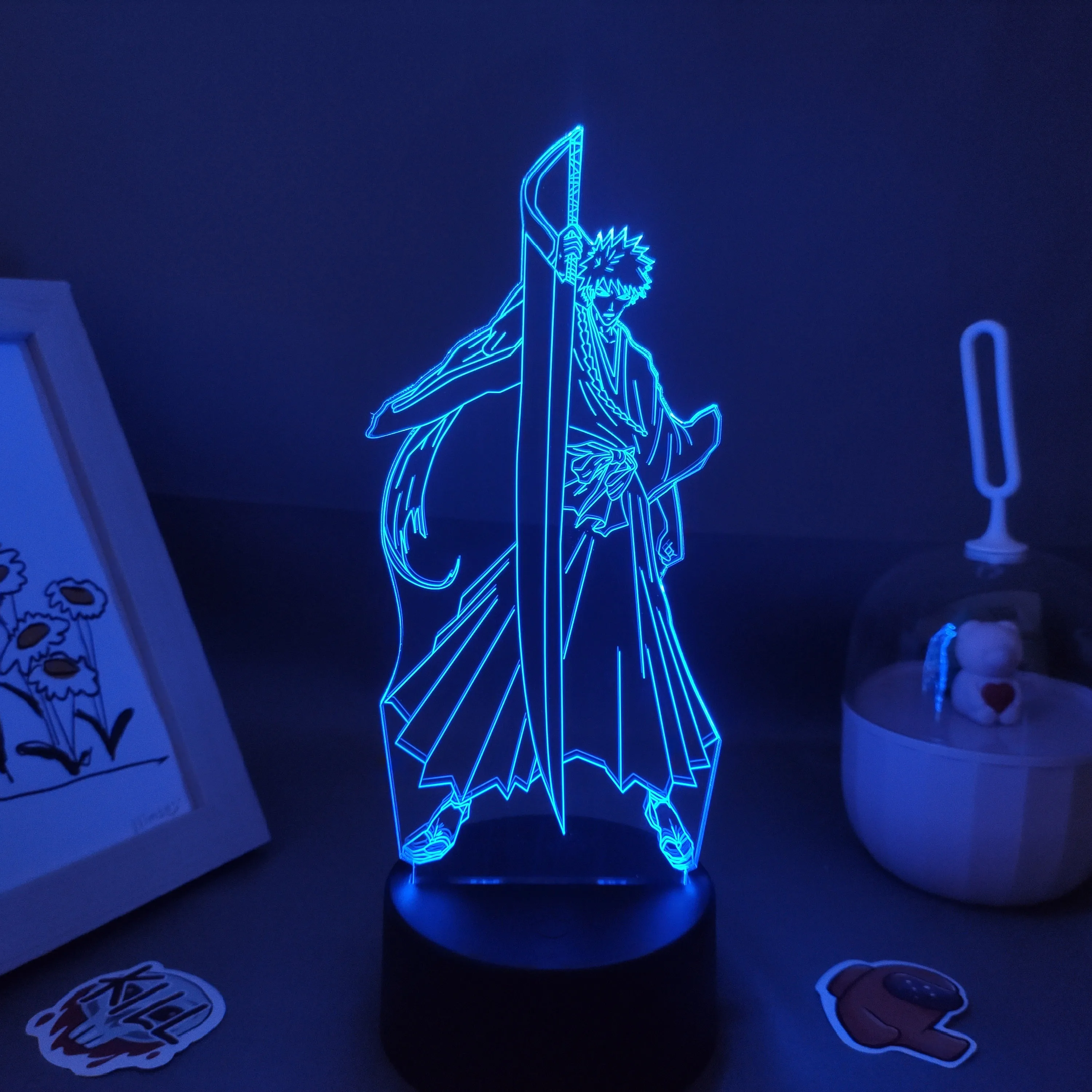 

Bleach Light Anime Figure Kurosaki ichigo Shikai 3D Led Manga RGB USB Night Lights Birthday Cool Gifts Bedroom Table Decoration