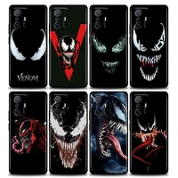 phone case for xiaomi mi 11i 11 12 11x 11t case poco x3 nfc m3 pro f3 gt m4 fundas capa cover marvel venom spiderman horro face