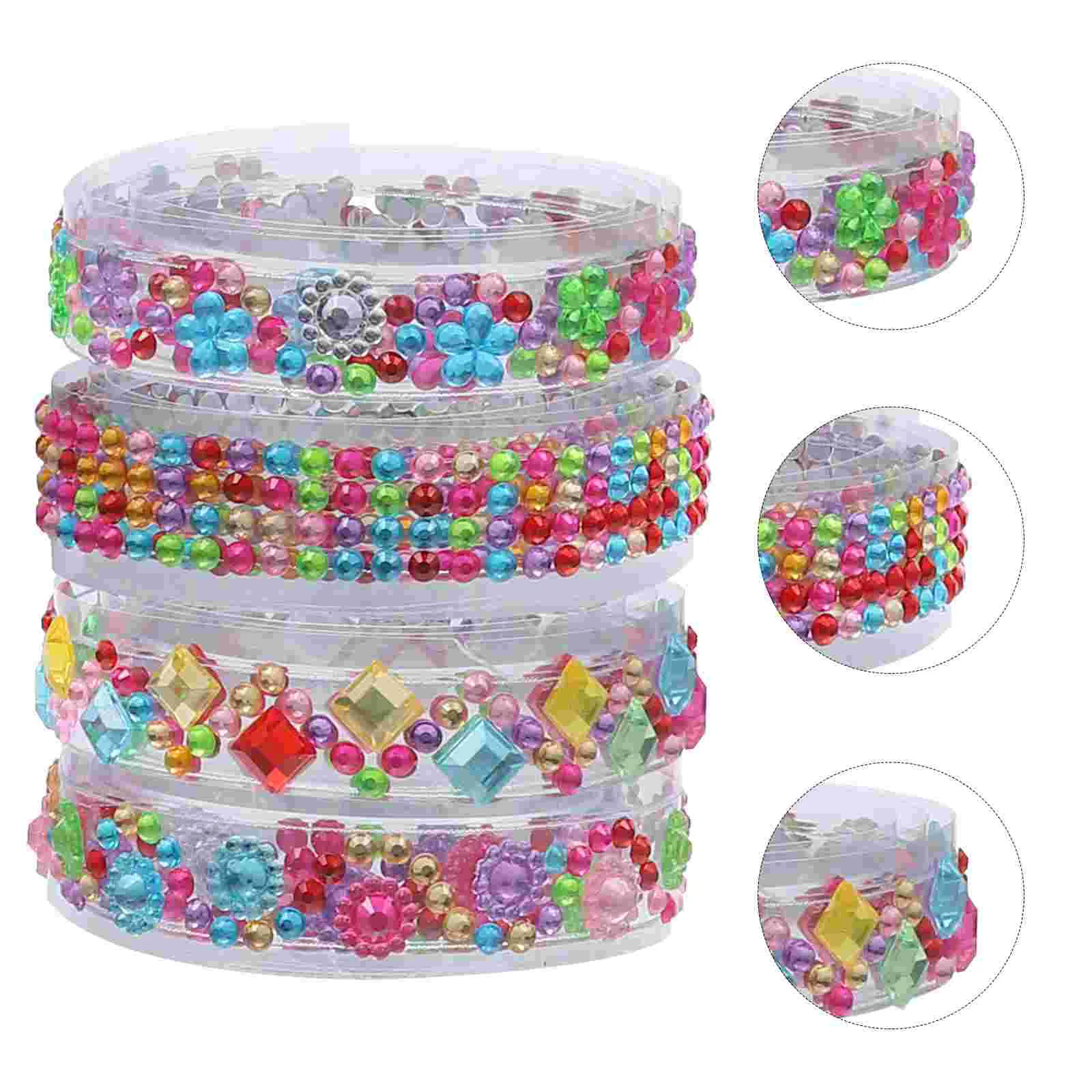 

4 Rolls of Decorative Adhesive DIY Sticker Multi-use Crystal Rhinestone Adhesive Tape