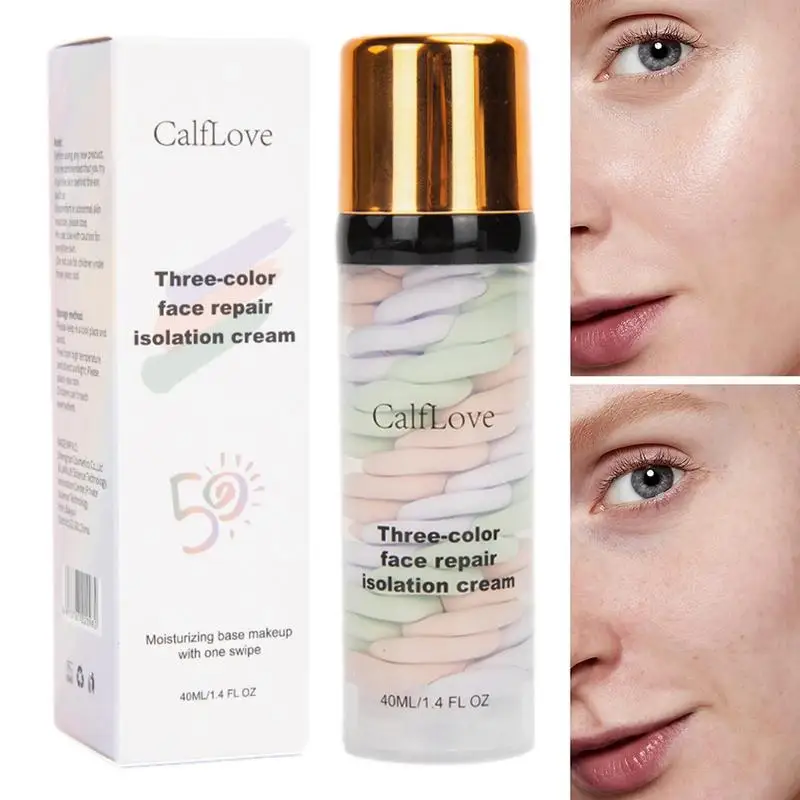 

Tri-Color Isolation Cream Skin Tone Correcting Primer 40ml Moisturizing Essence Concealer Foundation Smooths Skin Face Makeup