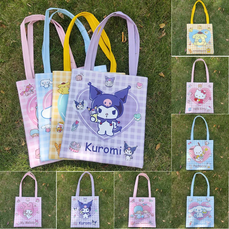 

Kawai Cartoon Sanrios Pu Shopping Bag Waterproof Shoulder Bag Handbag Grocery Shopping Bag Student Schoolbag Gift For Children
