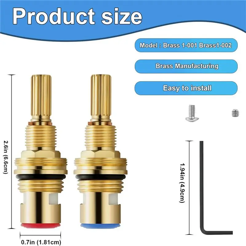 Фото Картридж для клапана THIVN-4X Brass 1-001 и 1-002, совместим с латунными смесителями Newport, прочная латунная конструкция. №4