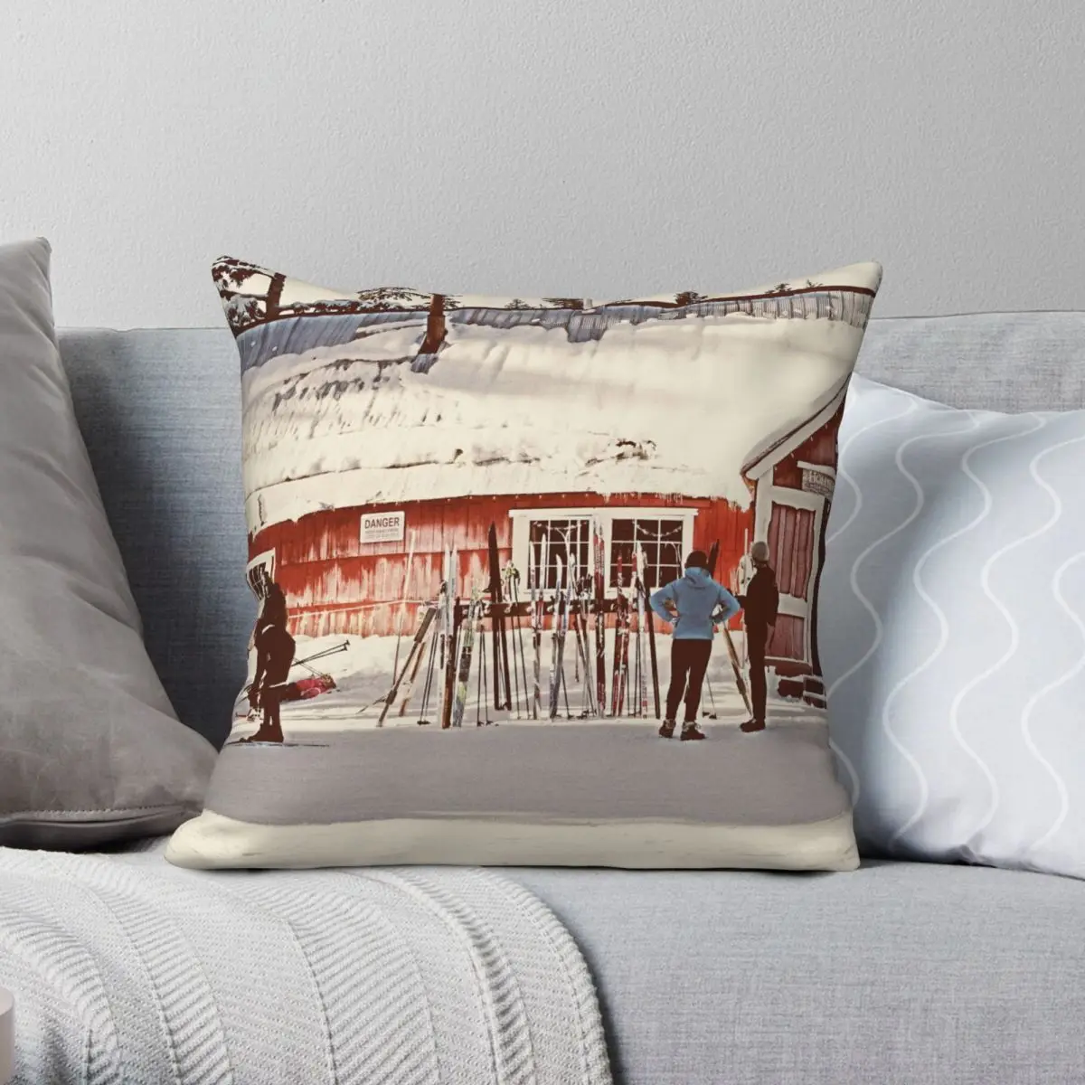 

Ski Camp Square Pillowcase Polyester Linen Velvet Creative Zip Decor Home Cushion Cover