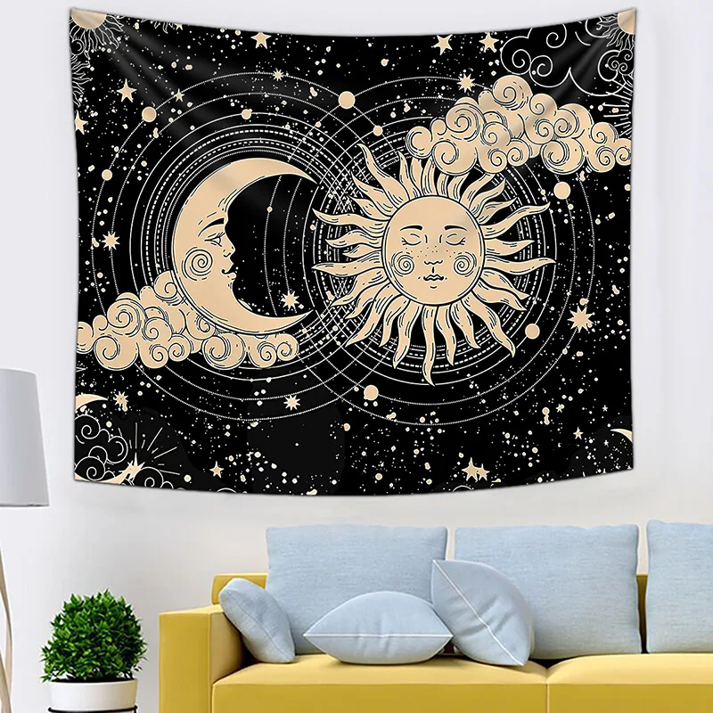 

Mandala Tapestry White Black Sun and Moon Tapestry Wall Hanging Tarot Hippie Wall Rugs Room Home Decoration Dorm Decor Blanket