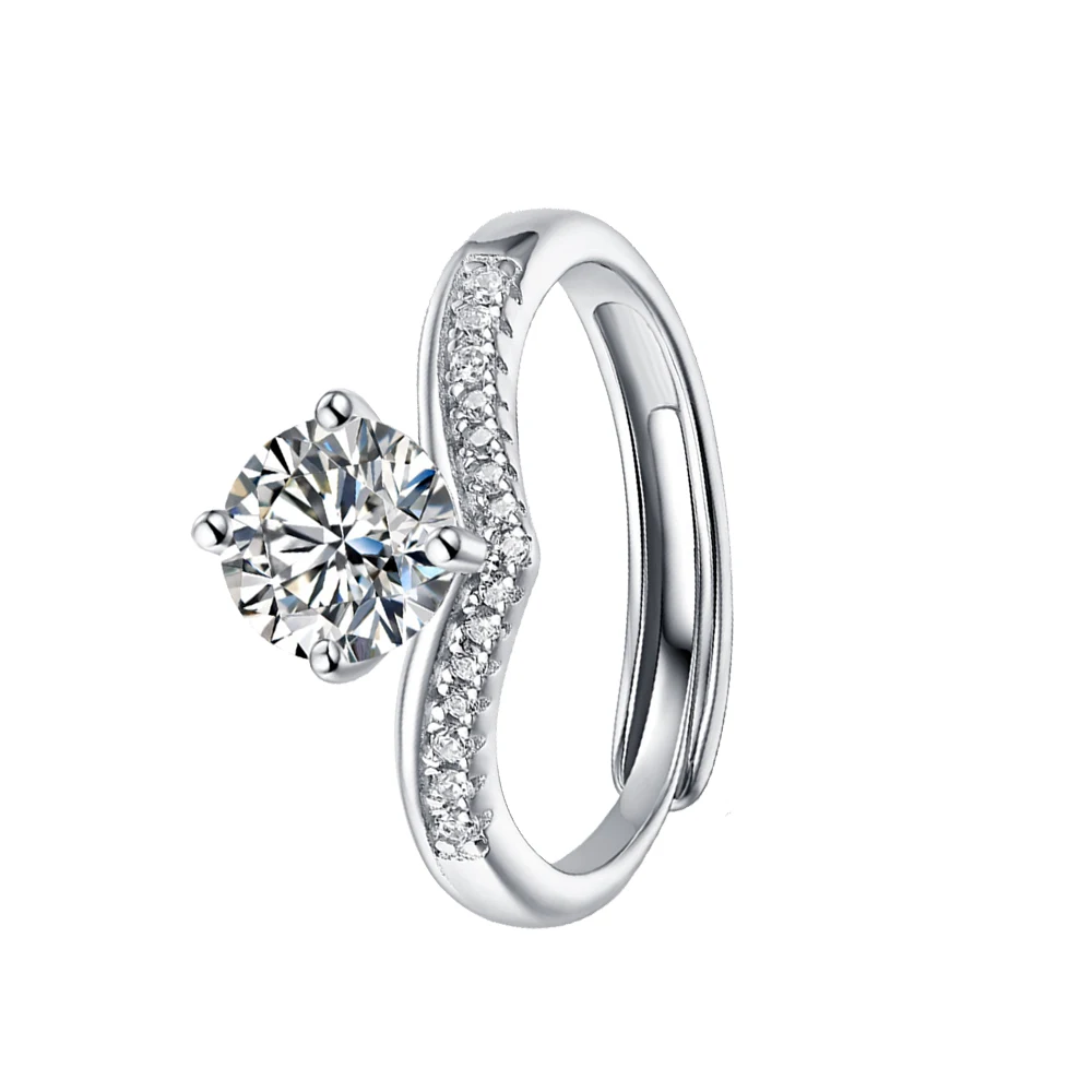 

Fmrose S925 Silver Princess Crown Design Round Brilliant Cut Diamonds Moissanite Ring for Women Engagement Jewelry Gift