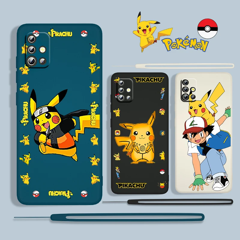 

Anime Cool Pikachu For Samsung Galaxy A73 A53 A33 A52 A32 A22 A71 A51 A21S A03S A30S A50 Liquid Rope Phone Case Cover Coque Capa
