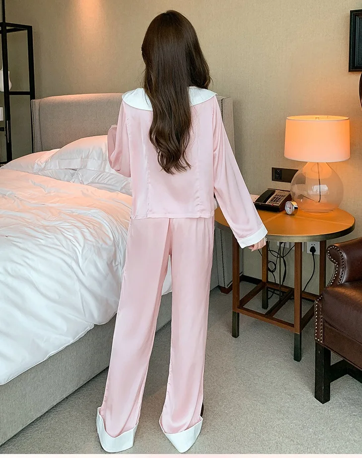 Silk pajamas women's night clothes for home wear ice and snow silk two-piece high-end fashion sexy tracksuit tops with trousers