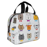 cartoon animal heads bow ties insulated lunch bags print food case cooler warm bento box for kids lunch box for school