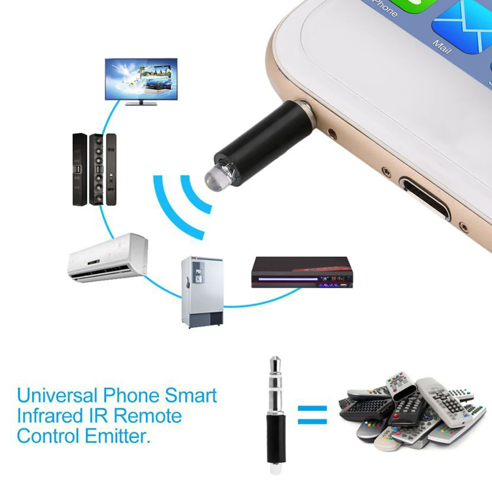

Mobile Phone Universal Remote Control Infrared Transmitter TV Air Conditioner 3.5mm Universal Remote Control Random Color