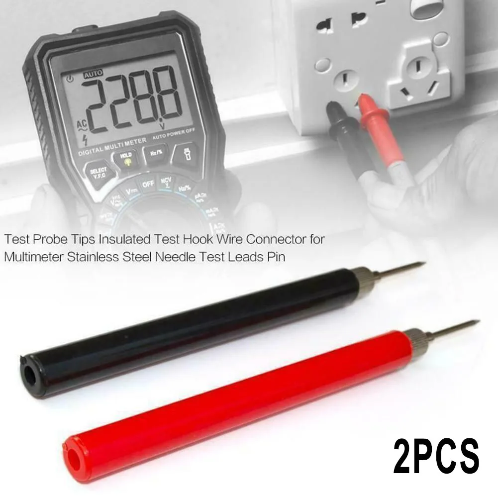 

2PCS Multimeter Spring Test Probe Tip Insulated Test Hook Wire Connector Test Probe Test Leads Test Stainless Steel Needle 128mm