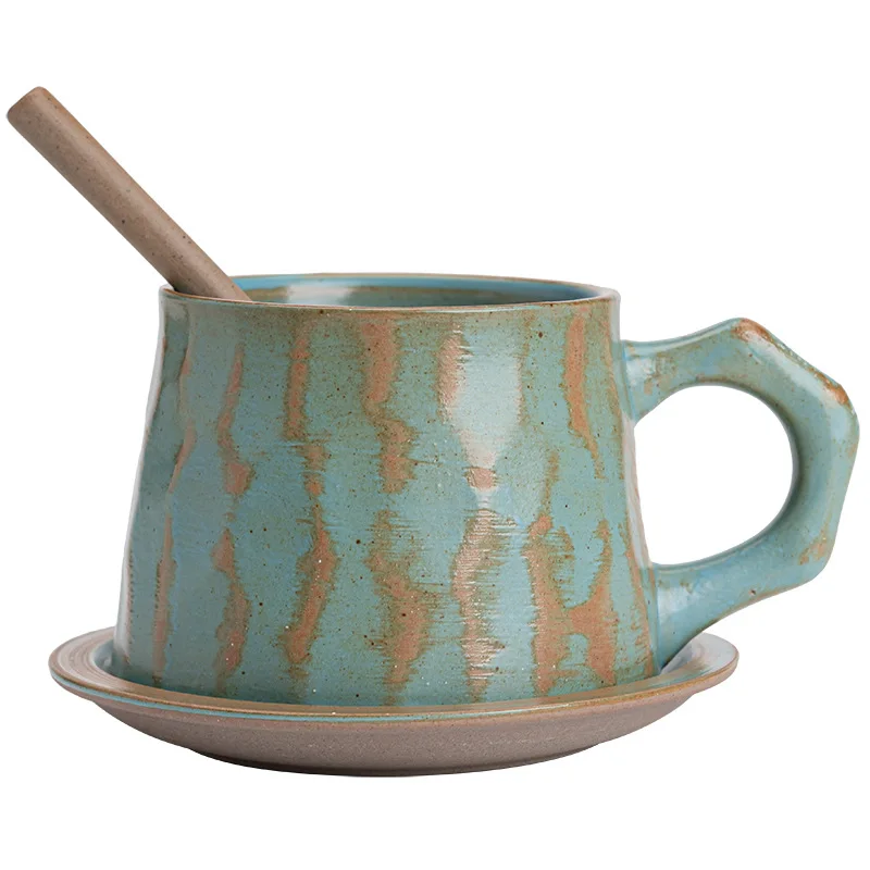 Vintage Ceramic Coffee Cup Dish Set Japanese Rough Ceramic Mug Cups Christmas Gift Thermo Coffee Cup to Carry Cups and Mugs Tea