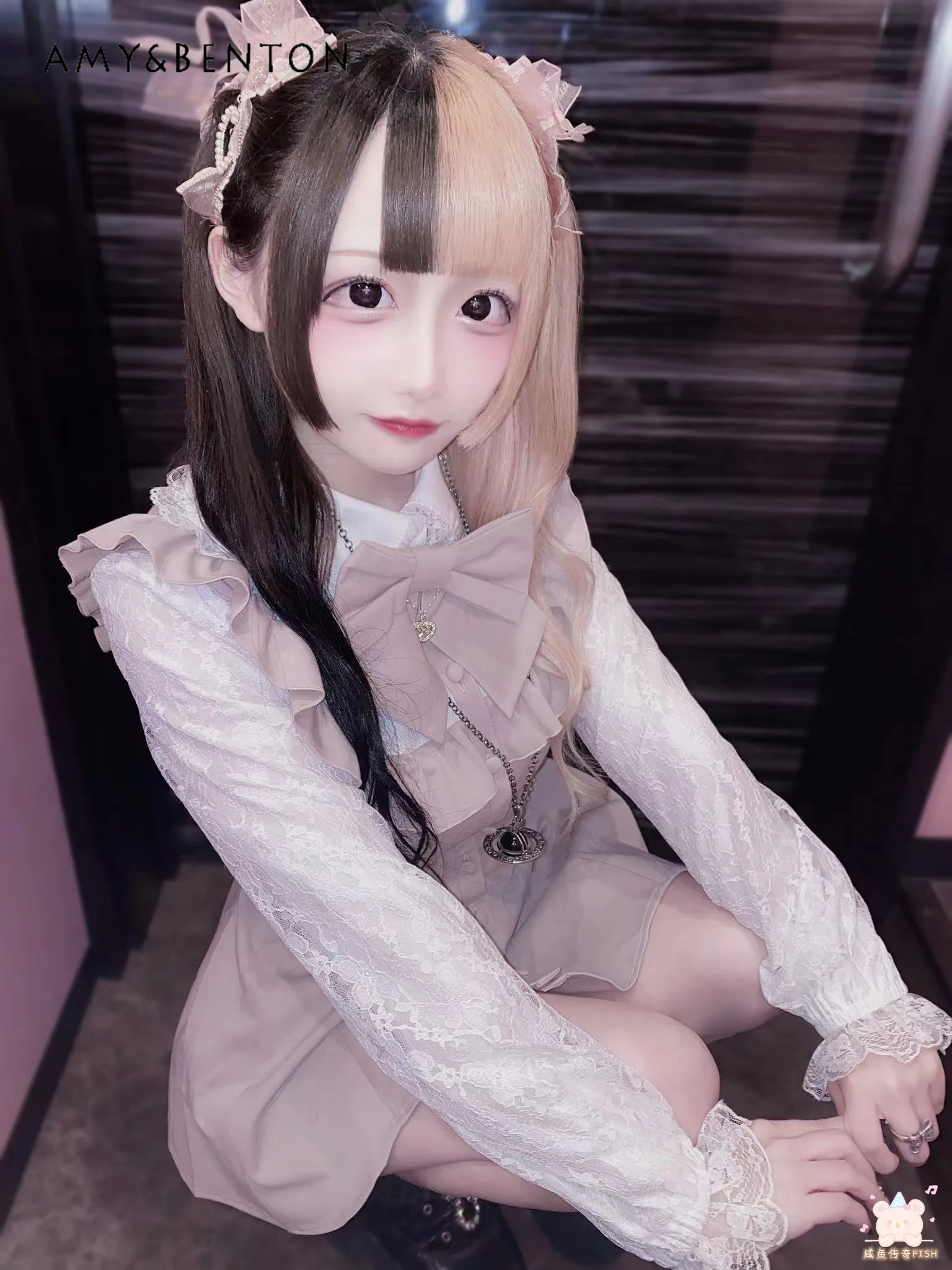 

Японский оригинальный комплект D Cute Стразы Love с длинным рукавом, Кружевное облегающее платье и шорты, осень, новинка, Милая женская одежда, два предмета