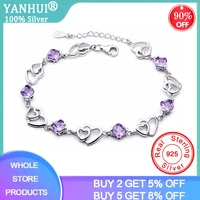 genuine tibetan silver 925 jewelry elegant bracelet fashion jewelry natural purple amethyst love heart cute women bracelet