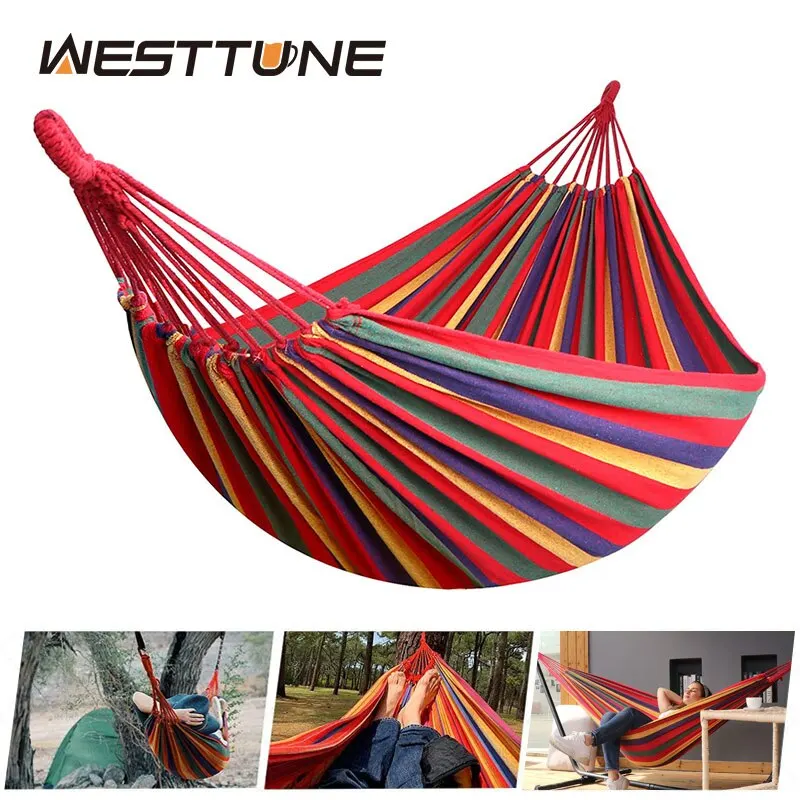 Уличный холщовый гамак WESTTUNE, качели для кемпинга, гамак с веревками ...