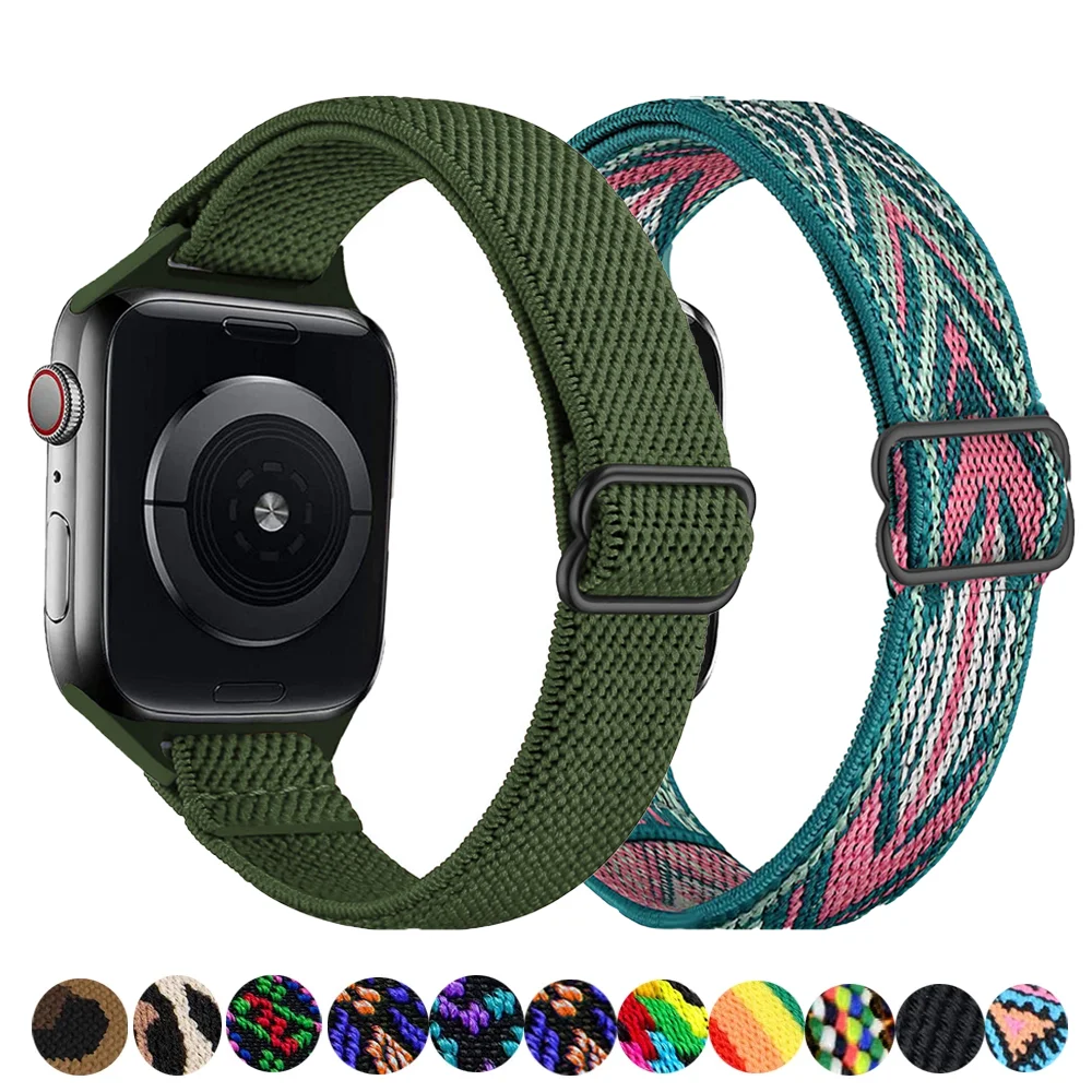 

Ремешок нейлоновый для apple watch band, тонкий регулируемый браслет для соло iwatch series 7 se 6 5 4 3, 45 мм 41 мм 44 мм