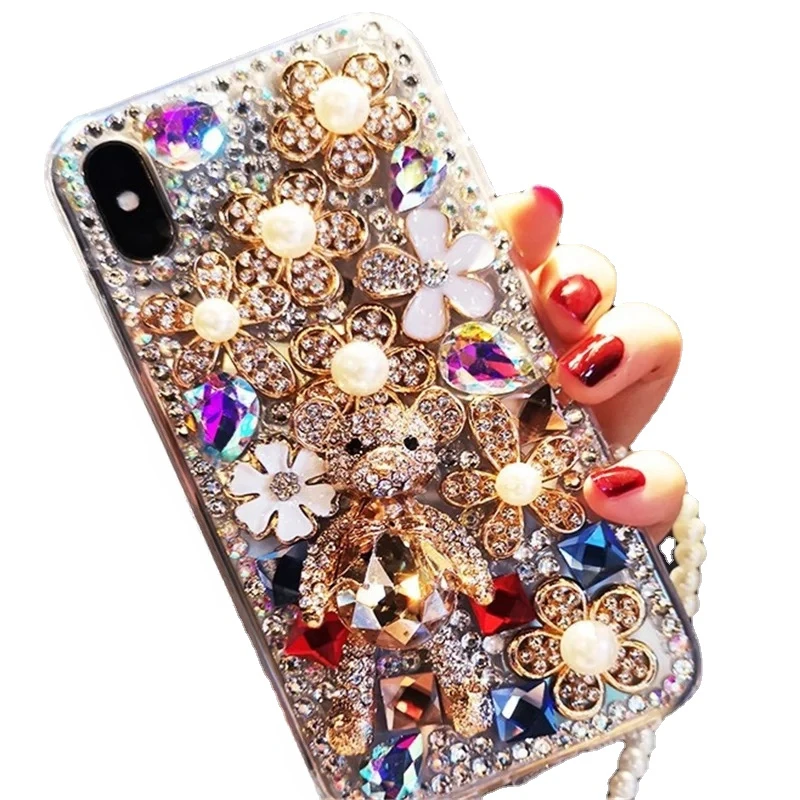 3D медведь драгоценный камень Полный Бриллиант Bling Чехлы для Samsung Galaxy S24 Plus S21 FE S22 23