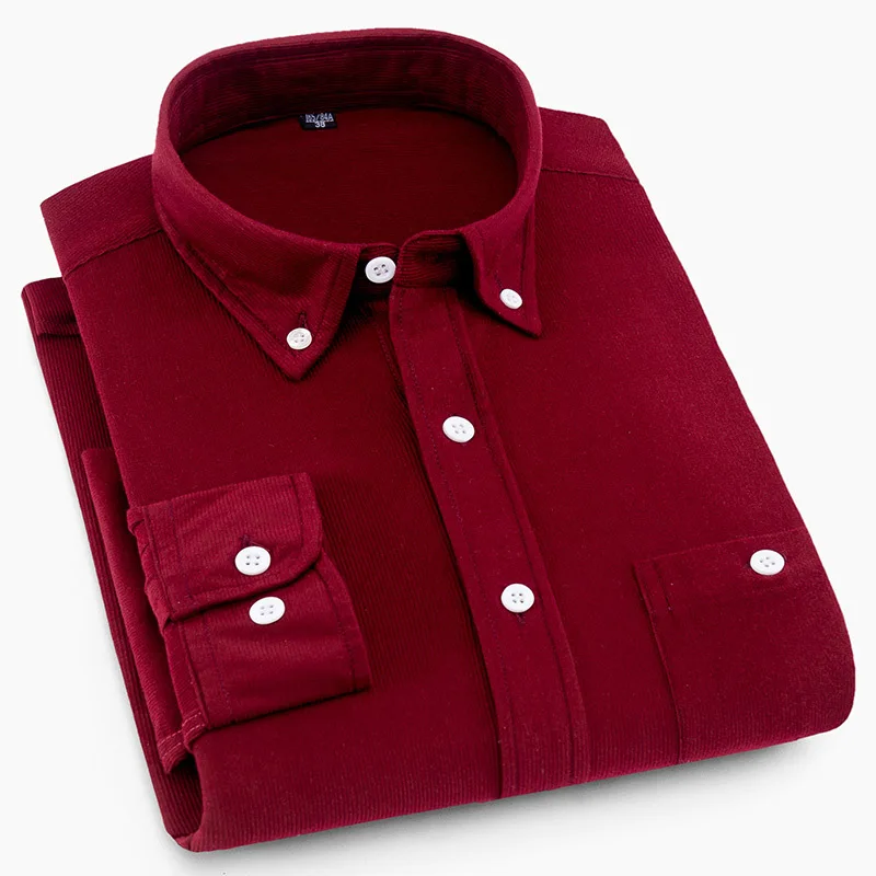 

2022 Men's Autumn New Corduroy Shirt Solid Color Slim Fit Fashion Shirt