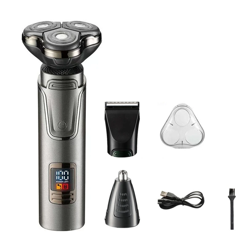 

A6HB 3 in 1 Electric Shavers Beard Trimmer Wet & Dry Grooming Kit Electric Hair Clippers Cordless Head Shavers for Men
