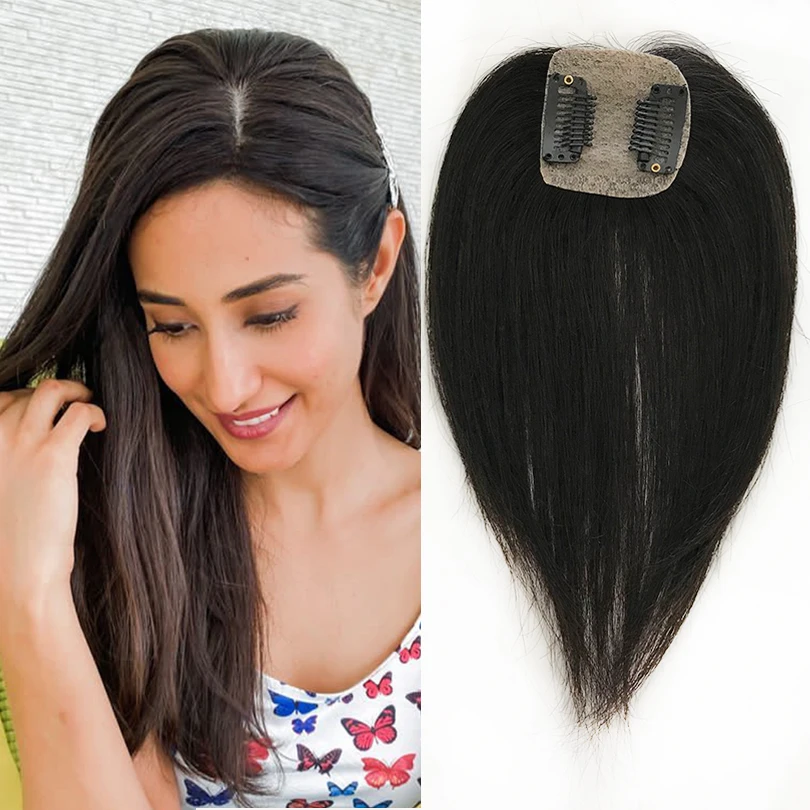 

Европейские натуральные человеческие волосы 5x5 см, шелковая основа для женщин, Топпер 15 см, шелковая основа натурального цвета для женщин