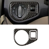 car styling real carbon fiber car headlight switch panel cover protective trim for vw golf 7 mk7 vii 2013 2014 2015 2016 2017