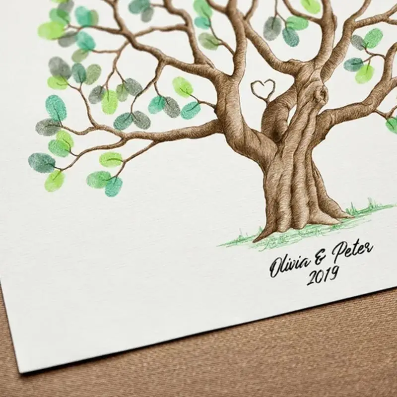 

Unique Fingerprint Canvas Tree Perfect Gift Finger Mark Tree Painting Thumbprint DIY Wedding Tree Leaf Picture For Wedding