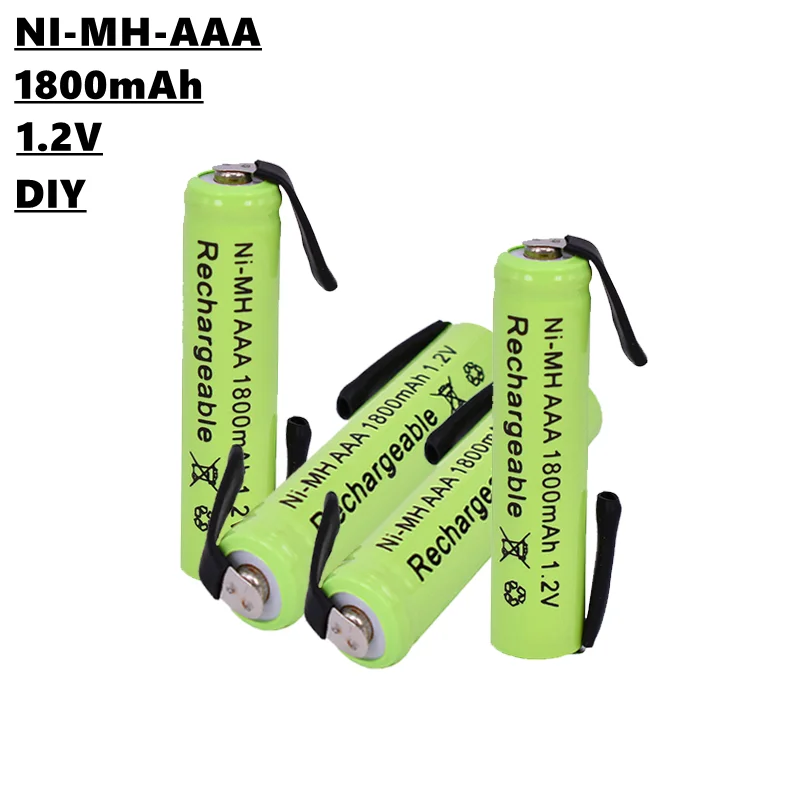 

AAA NiMH rechargeable battery, 1.2V, 1800mAh, stable charging, safe, with welding pins, for electric shaver, electric toothbrush