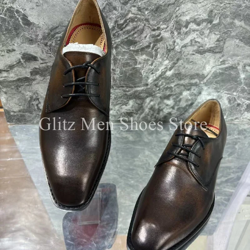 Коричневые искусственные мужские маленькие лоферы с квадратным носком на