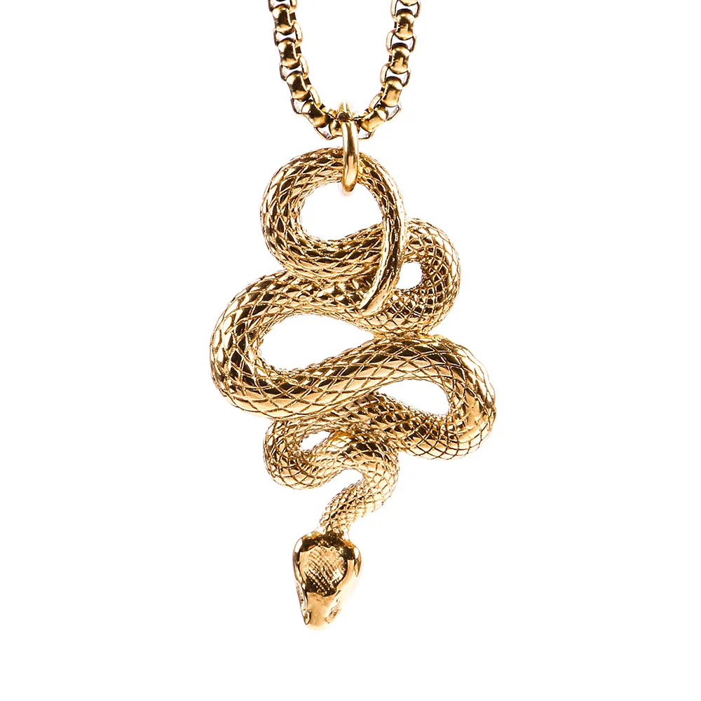 

Punk Snake Men Stainless Steel Necklace Hip Hop Gothic Pendant Necklaces Women Accessories Best Friend Valentines Jewelry Gift