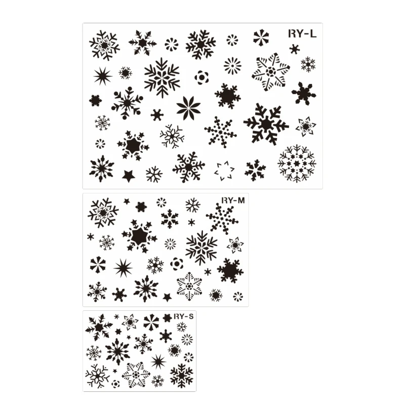 

E9LD Christmas Snowflakes Stencils PET Drawing Template for Classroom Wall Decors