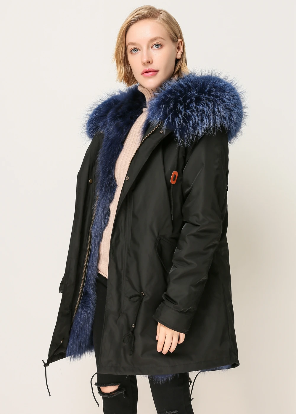 Ladies High Quality Fox Fur Lined Wterproof Parka Fashion Temperament All-match Outerwears Warm Leisure For Women Streetwear