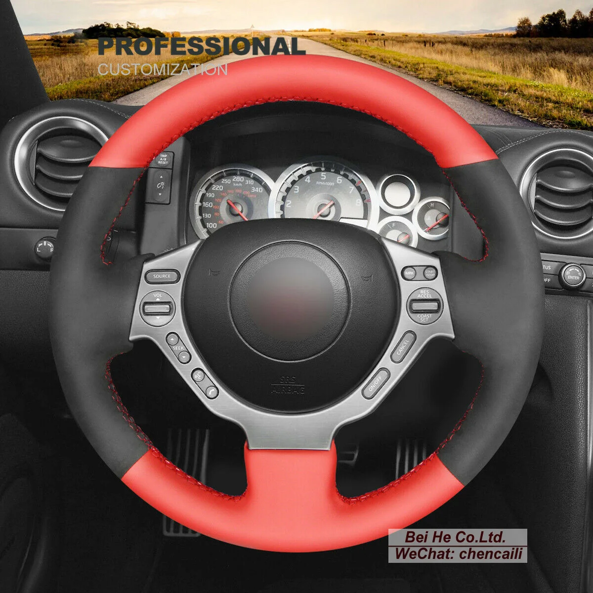 

Hand Sew Non-slip Black Leather Suede Car Steering Wheel Cover For Nissan GTR GT-R (Nismo) 2009 2010 2011 2012 2013 2014 2015 20