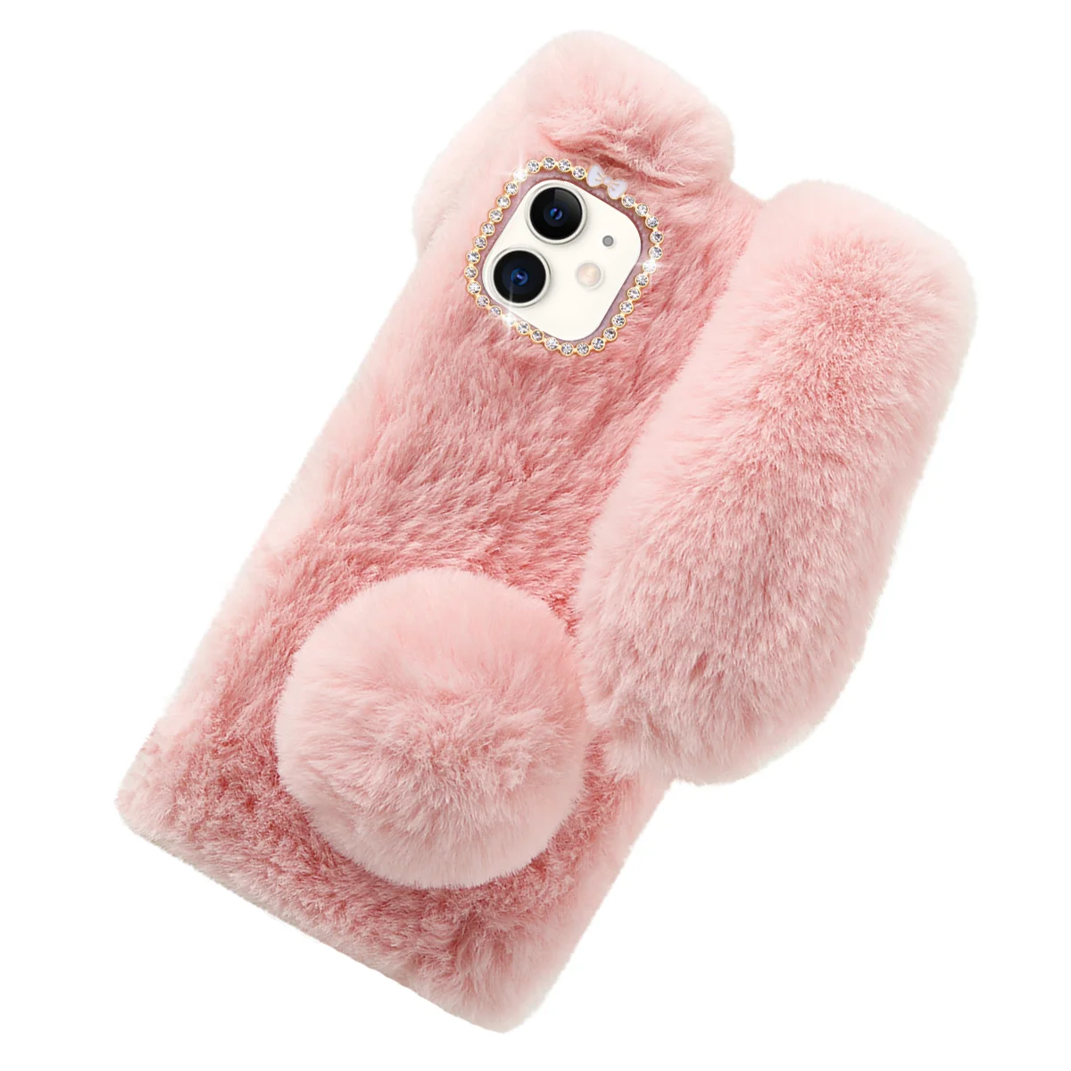 Розовый 61 дюймовый плюшевый чехол для телефона с рисунком кролика Женская модная зимняя сохраняющая тепло Phoho противоударный чехол совместимый с