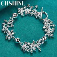 chshine 925 sterling silver grapes smooth beads bracelet for women fashion wedding engagement gift charm jewelry