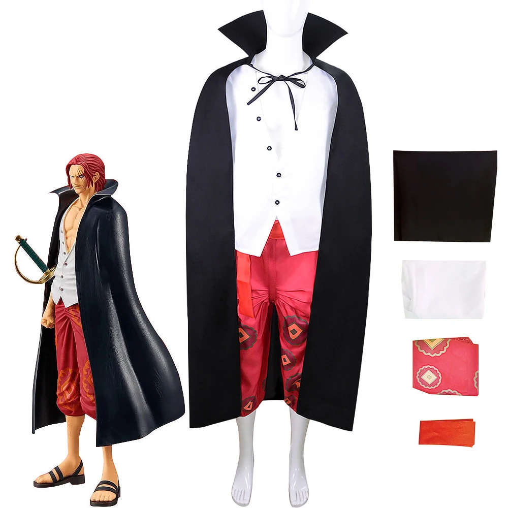 

Cartoon Movie FILM RED One Piece Shanks Cosplay Costumes Cloak Top Pants Suit Man Anime Cosplay Halloween Costume